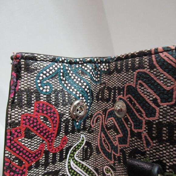 Juicy Couture Handbag Black Beige Lock N Chain Tote Bag Purse Punk Skater Y2K - Picture 8 of 13